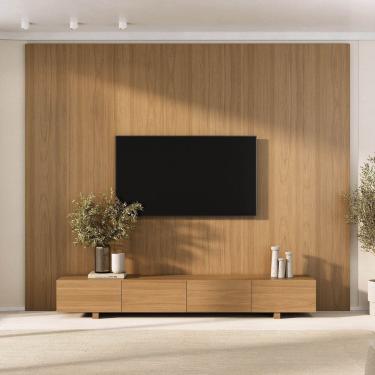 Imagem de Rack com Painel para Tv até 86 Polegadas Liso 280x250cm Aruá Cabecasa Madeiraoriginals Jatoba