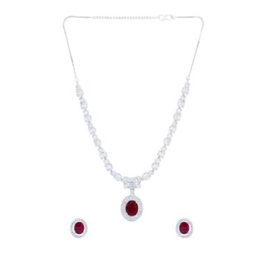 Imagem de Efulgenz Conjuntos de joias indianas para mulheres para festas de casamento com strass de cristal, brincos de zircônia cúbica, pingente de gargantilha, colar, brincos, conjunto de joias para mulheres