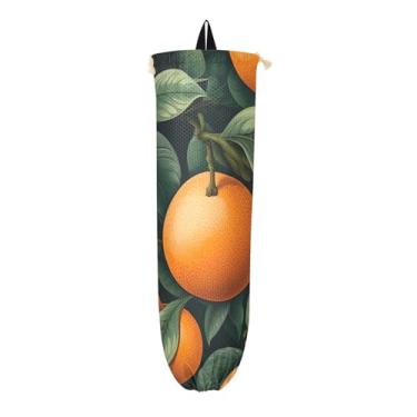 Imagem de Dispensador de saco de compras de pano com design de laranjas, suporte de sacola de supermercado, suporte de saco de plástico para armário