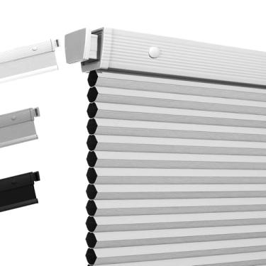 Imagem de Boolegon Persianas celulares sem perfuração para janelas internas, persianas de colmeia com redução de ruído e isolamento térmico, persianas blackout sem fio, fácil de instalar, 57 cm L x 122 A