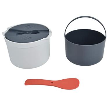 Imagem de GLOGLOW Componentes do Forno de Micro-ondas Capacidade 2L, Material PP de Qualidade Alimentar, Inclui Colher de Arroz, Tampa, Filtro, Panela de , Panela de Arroz de Micro-ondas de 7,3 X 7,3 X 5,1 Polegadas, Nan (Laranja)
