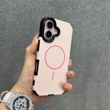 Imagem de Capa de couro PU da moda para iPhone 15 16 Plus 14 13 12 Pro Max 11 com alça de pulso e cordão magnético macio à prova de choque, rosa B, para iPhone 14 Pro