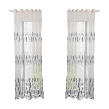 Imagem de Cortina de janela de poliéster Ainoli Valências Voile Quarto Decoração de sala de estar (Azul)