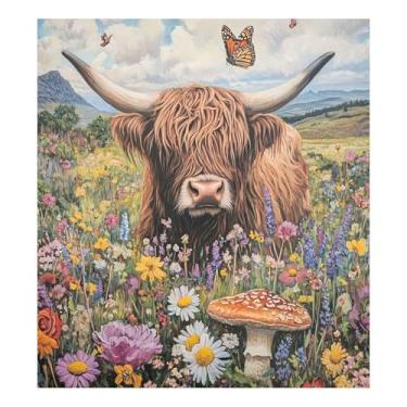 Imagem de CEBUGI Highland Cow capa magnética de lava-louças decorativa para lava-louças 58 x 66 cm decalque de painel de geladeira para decoração de cozinha doméstica