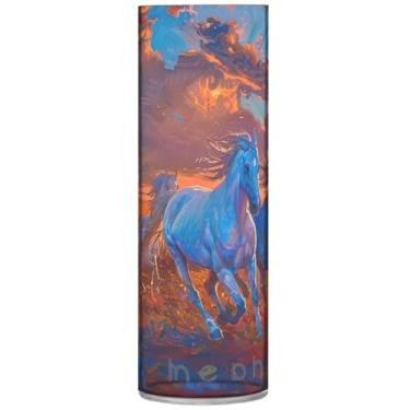 Imagem de Vasos cilíndricos de cavalos para pintura de animais, decoração de casa, vaso grande de plástico personalizado, decorações de outono fofas para casa, 30 cm x 9,9 cm
