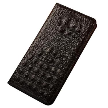 Imagem de FWYANZH Capa carteira para Google Pixel 10 Pro XL/10 PRO/10, capa de couro genuíno crocodilo textura alívio luxo flip Kickstand capa de proteção de corpo inteiro, preta, 10Pro