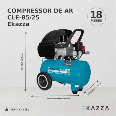 Imagem de Compressor de Ar 24 litros CLE-85/25 2,0 HP Ekazza (110, Volts)