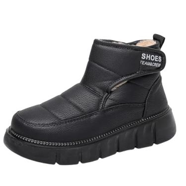 Imagem de Botas femininas versáteis, grossas, quentes, grossas, com sola redonda, bico redondo, casual, confortável, curta, para outono, inverno, lazer ao ar livre, Preto, 38