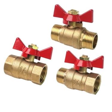Imagem de 1/4 3/8 1/2 3/4 polegada rosca fêmea para fêmea válvula de esfera de corte de latão bidirecional com alça para combustível, gás, água, óleo, ar, 1 peça (DN20, F-F)