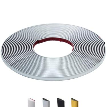 Imagem de JSIWOTH Acabamento de moldagem de parede, acabamento flexível em forma de D de 26,2 m para rodapés, bordas e bordas, molduras de janelas e portas, Backsplash - Acabamento autoadesivo impermeável