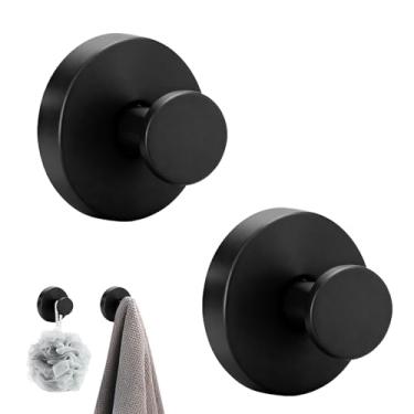 Imagem de ZoiNavyer Ganchos de ventosa para chuveiro, ganchos de ventosa resistentes para janela de vidro, ganchos de toalha para Hower, banheiro, porta de vidro, espelho, azulejo (preto, pacote com 2)