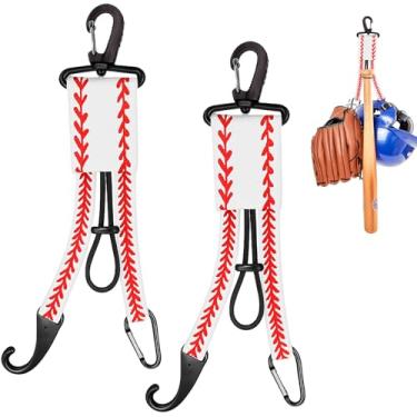 Imagem de Deekin 2 peças de cabide de equipamento de beisebol softball, organizador 3 em 1, suporte de taco com clipe de luva e gancho de capacete para bolsa de cerca, garrafa de água, caminhadas, acampamento