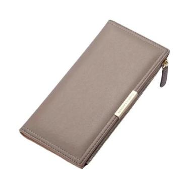 Imagem de Carteira Feminina Ultra Fina Com Bloqueio RFID, Clutch Bifold Com Zípe