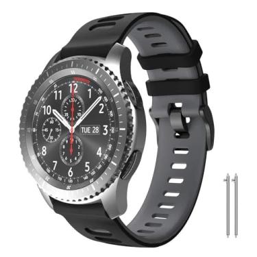 Imagem de BDNJN Para Gear S3 Frontier/Classic Galaxy Watch de 46 mm, pulseira de substituição de silicone macio de 22 mm para Gear S3 Frontier/S3 Classic/Galaxy Watch 3 de 45 mm/Ticwatch Pro S2/E2 (cinza preto)