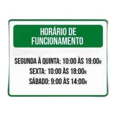 Imagem de Placa Decorativa Kit 10 Verde Horário Funcionamento 18x23cm - Sinalizo