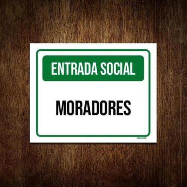 Imagem de Placa Sinalização Verde - Entrada Social Moradores 36X46 - Sinalizo.Co