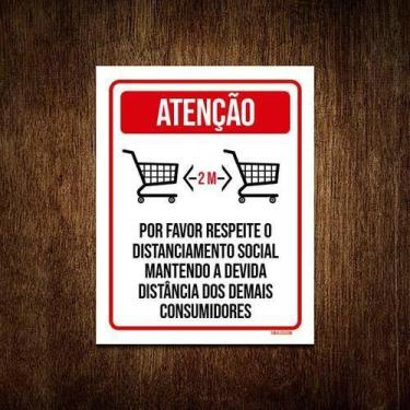 Imagem de Kit 10 Placas Distanciamento Social Supermercado - Sinalizo.Com