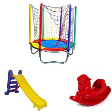 Imagem de Cama Elástica Pula Pula 1,40m  Escorregador Médio  Gangorra Infantil -