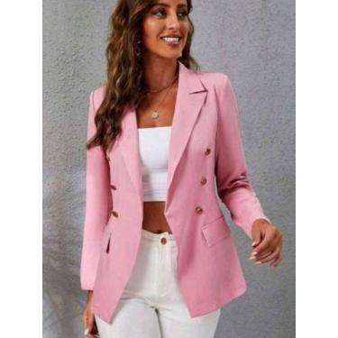 Imagem de Blazer Feminino Social Terninho Alfaiataria com Botões - M&K Shop, Ros