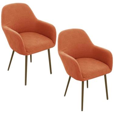 Imagem de Eco-Ancheng Capas de cadeira, costas curvadas, para cadeiras de jantar, com destaque, capas de poltrona, jacquard, giratória, 2 peças, capa para cadeira de escritório, sala de estar, vaidade, quarto