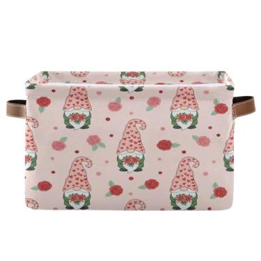 Imagem de Wassud Lovely Gnomos Cesto de armazenamento de lona com alças, cestas organizadoras dobráveis para armário, banheiro e decoração de casa, 1 pacote