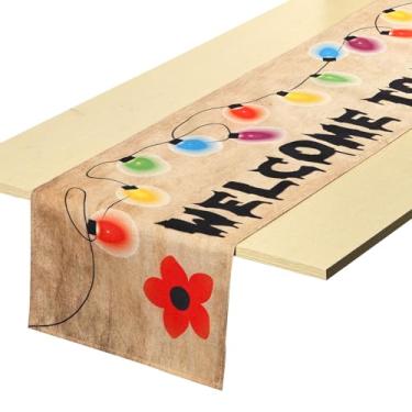 Imagem de Jogo Americano Invertido, 180x32cm Welcome to the Other World Decorações Festa o Estranho Suprimentos Festa Filme Terror para Quarto Decorações de Mesa Casa Cozinha Halloween