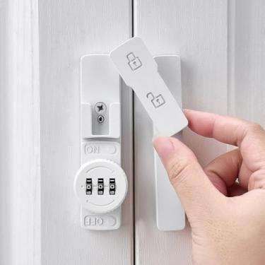 Imagem de INIRET Fechadura de porta de celeiro fosca, trava mecânica com senha, trava dobrável com combinação, senha de 3 dígitos sem chave, protege a privacidade, para porta de celeiro, janelas, jardim