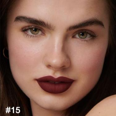 Imagem de HHLTOH Kit Delineador Labial E Batom 2 Em 1 Vermelho Escuro Para Mulheres, Lábios Matte Com Manchas, Longa Duração, À Prova D'Água, 24 Horas, Delineadores Lápis Labial, 15