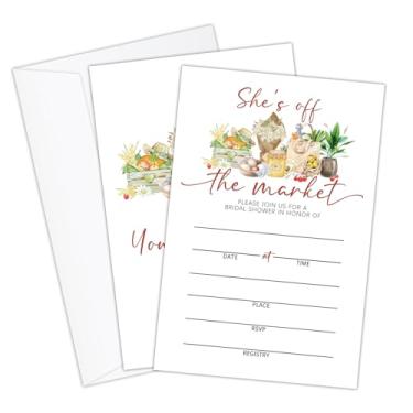 Imagem de Convites de casamento com envelopes e cartões Rsvp, 25 conjuntos de convites de casamento de flores para chá de noiva, chá de noiva, chá de noiva, convites de festa dupla face - She's off the Market