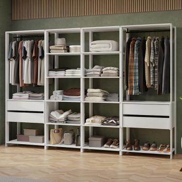 Imagem de Guarda-Roupa Closet Modulado Valencia 4 Gavetas 258cm Madesa 02