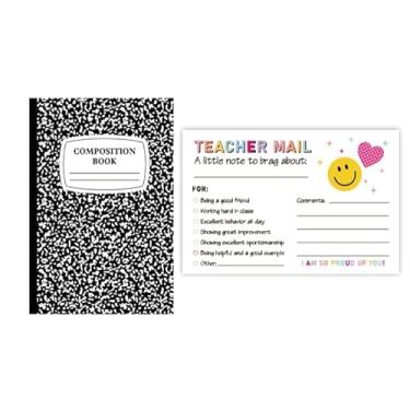 Imagem de FYSUIMU 50 peças Happy Mail from Teacher to Students Classroom Good Behavior Motivational Card Composition Notebook Postcard to Send Home for Preschool Kindergarten Elementary