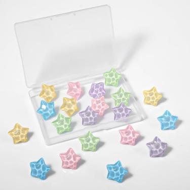 Imagem de YBEATY 40 peças de alfinetes decorativos de estrela, multicoloridos, tachinhas brilhantes para escritório, casa, escola, projetos de artesanato, decorações de fotos, mapa, parede, scrapbook