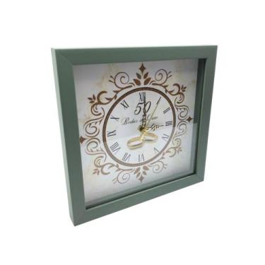 Imagem de Relógio de Parede Deluxe Bodas de Ouro e Prata - AY, Verde Dourado