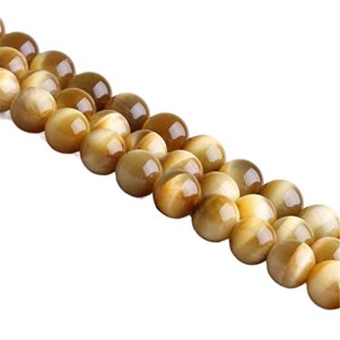 Imagem de Cristal natural pedra olho de tigre dourado contas soltas acessórios de joias DIY 8A pedra de olho de tigre dourado produto semiacabado 1 tira contas semiacabadas (Cor: 6A, Tamanho: 10 mm/barra (cerca
