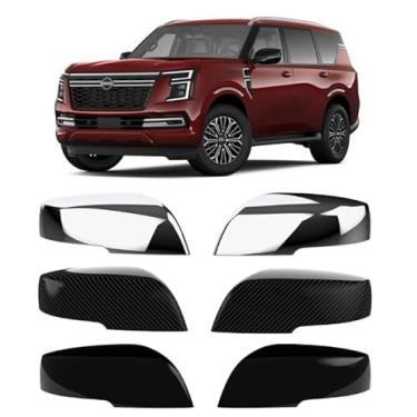 Imagem de Capa de espelho retrovisor de carro, capa protetora para decoração de automóveis, para Nissan Armada Y63 2025-2026 acessórios (fibra de carbono)