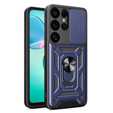 Imagem de Capa com suporte de rotação magnética para Samsung Galaxy S26/S26 Plus/S26 Ultra, proteção de lente deslizante e cobertura antiderrapante à prova de impactos (azul, 26 Plus)