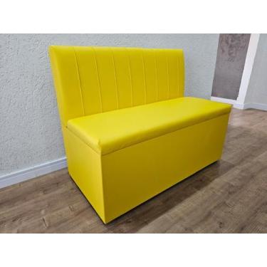 Imagem de POLTRONA SOFÁ BOOTH 1,10cm AMARELO EM LISTRAS - O REI DAS POLTRONAS