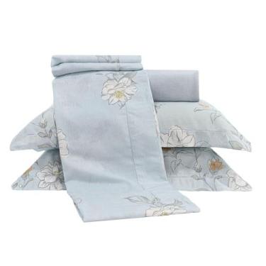 Imagem de Jogo de cama queen 180 fios ponto ajour 100% algodão - iolanda azul - 