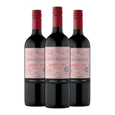 Imagem de Kit 3 Vinhos Chileno Concha Y Toro Reservado Sweet Red 750ml