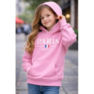 Imagem de Blusa Moletom infantil canguru com bolso e capuz com estampa Paris, Ro