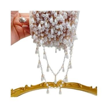 Imagem de Corrente De Cobre Com Pingente De Pérola Imitada Em Formato De Gota, 0