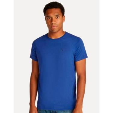 Imagem de Camiseta Tommy Jeans Masculina Regular Jersey C-Neck Flag Azul Royal-Masculino