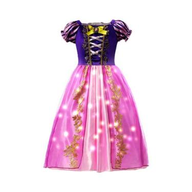 Imagem de Vestido Com Luzes LED Para Meninas, Roxo E Verde, Fantasia Infantil Pa