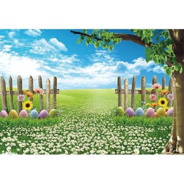 Imagem de 3 x 2,4 m Feliz Páscoa, cenário fotográfico, primavera, jardim, flor, flor, fundo, grama, verde, floral, bebê, crianças, retrato, decoração, banner, cabine fotográfica, estúdio, vinil