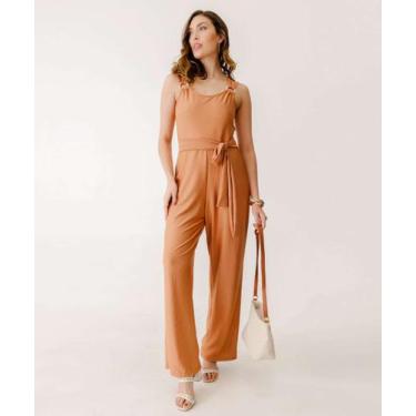 Imagem de Macacão Feminino Amarração Marisa Marrom-58003, Marrom, GG