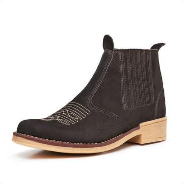 Imagem de Botina Masculina Couro Country Texana Bico Quadrado Tradicional - JNA 