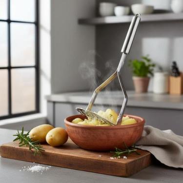 Imagem de Amassador Batatas Legumes Feijão Aço Inox Cabo Reforçado - Original Li