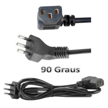 Imagem de Cabo Força Tripolar para Pc Tv Monitor Conector 90º em L - 1,5 Mts