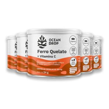 Imagem de Kit 5 Ferro Quelato e Vit. C Ocean Drop 60 Cápsulas