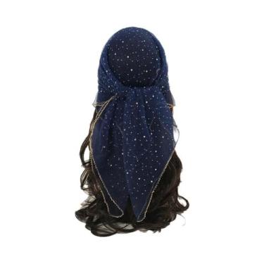 Imagem de Lenço Quadrado De Renda Com Bordado Floral Para Mulheres, Turbante Res